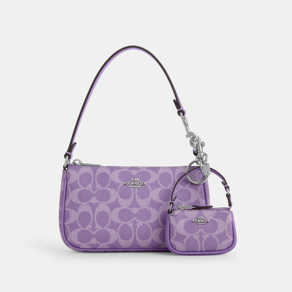 💜💜Coach Mini Nolita Bag Charm In Signature Canvas